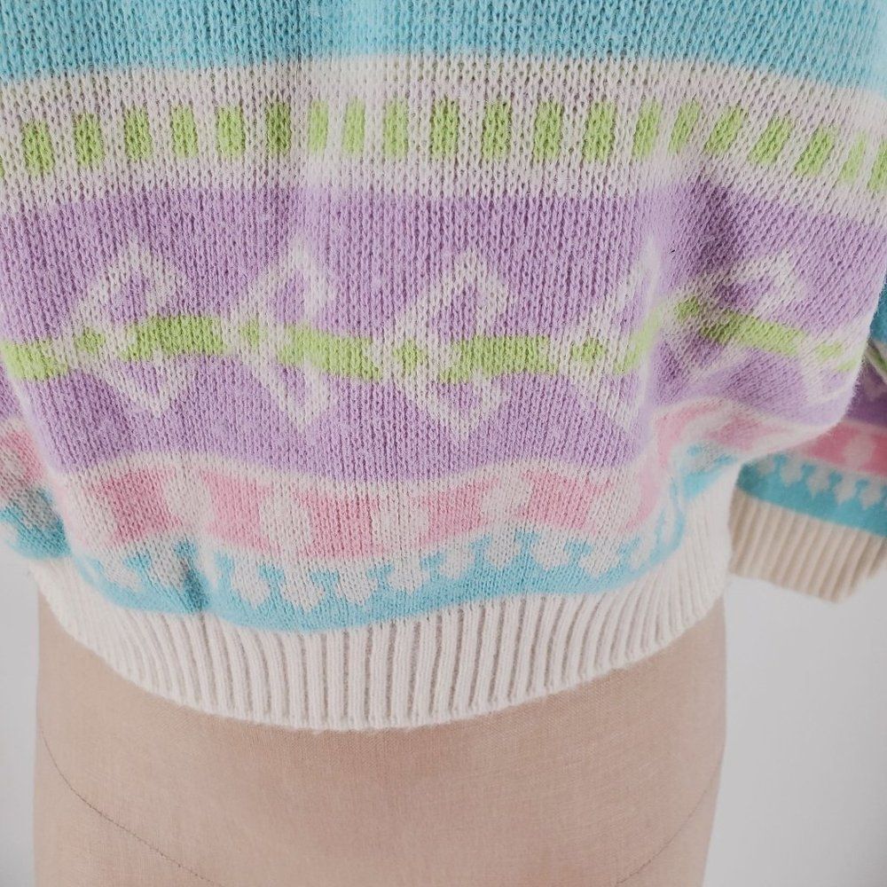 Vintage Justin Charles Sweater Pastel Colors Reindeer XOXO No Size Tag Large - Picture 4 of 8